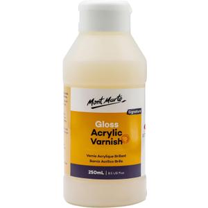 Mont Marte Gloss Acrylic Varnish Signature 250ml (8.5 US fl. oz), Seals and Protects Artworks from Dust, Light, Archival Finishing, Dries Clear