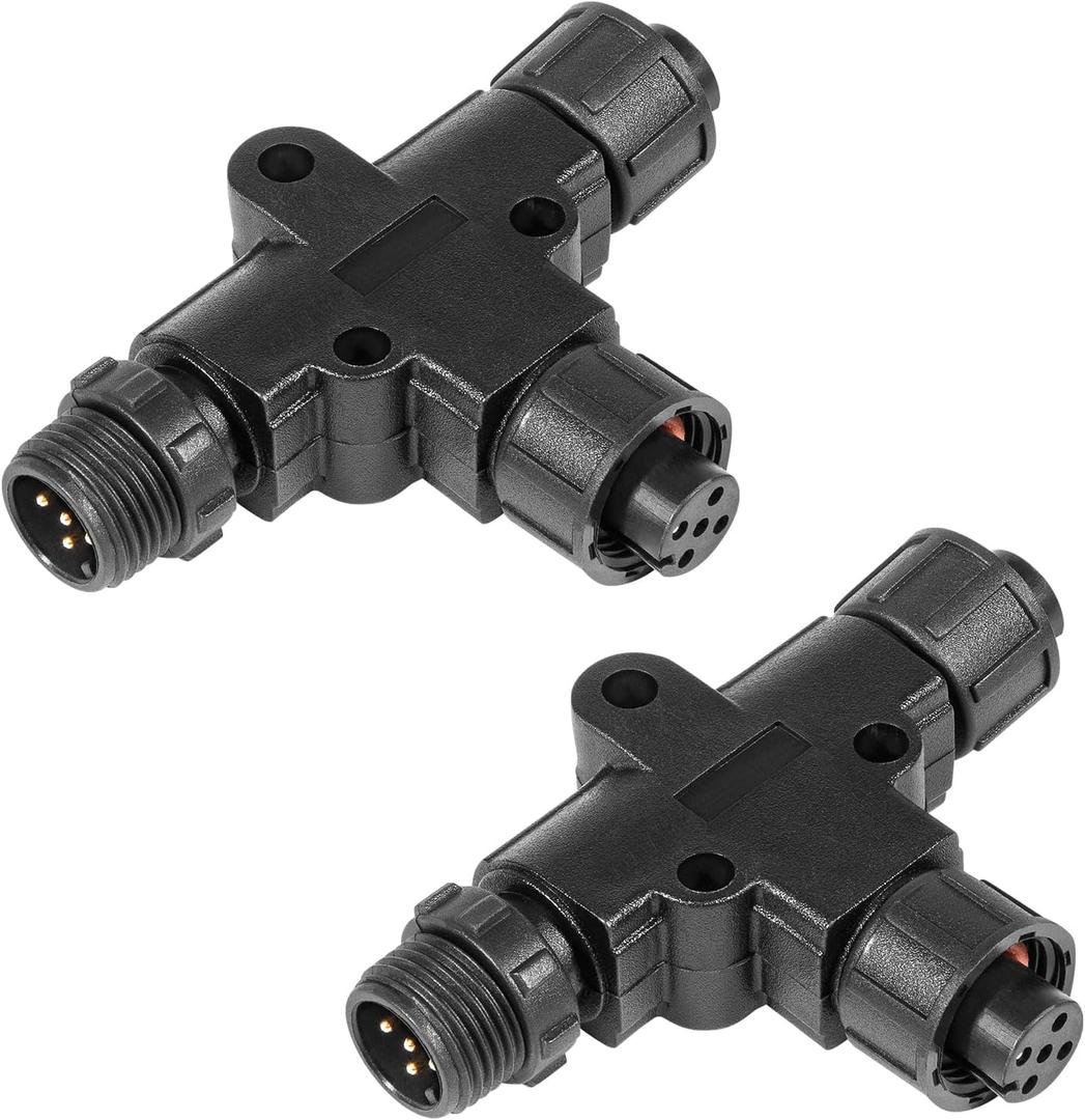 2 Pack NMEA 2000 (N2k) (Tee) 3 Port 5Pin M12 Thread IP67 Waterproof (Tee) T-Connector for Garmin Lowrance Simrad B&G Navico Networks, Boat/Yacht Series Ship/Yacht Parts