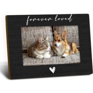 Pet Memorial Dog Cat Picture Frame 4x6, Loss of Dog Sympathy Gift Wooden Picture Frame, Pet Memorial Gifts for Dogs Cats, Forever Loved Sympathy Decorative Photo Frames for Table Desk Decor