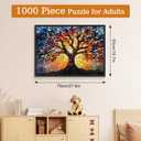 Stained Glass Puzzles for Adults 1000 Pieces - Mosaic Tree of Life Jigsaw Puzzles with Puzzle Glue, Colorful Difficult Jigsaw Puzzles, Challenging and Fun Hard Puzzle for Adults