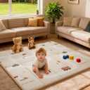 Baby Play Mat, 0.8”Thickened XPE Foam Play Mat, 71 x 59” Floor Mat with Foldable & Reversible Design, Waterproof PlayMats/Playmat for Babies,Baby Playpen, Infants, Kids, Indoor& Outdoor
