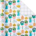 2 x Garbendy Plant Wrapping Paper - Mini Roll -17in x 32.8ft,Metallic Gold Foil Flowerpots,Floral Wrapping Gift Paper for Baby Shower, Birthday, Bridal Shower,Wedding,Party and more