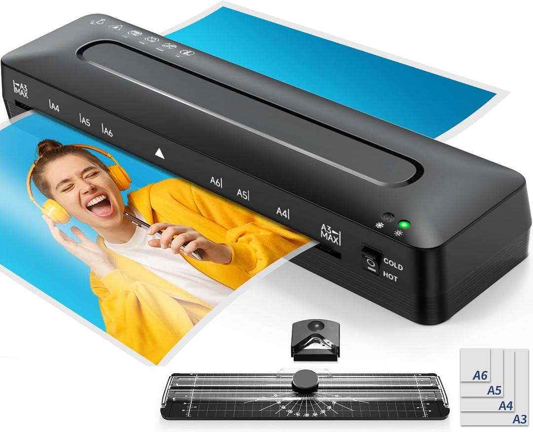 MAXDONE Laminator Machine 11x17-4-in-1 Thermal Cold 13 Inch Laminating Machine with Sheets, Paper Trimmer & Corner Rounder, ABS Jam Release & Fast Warm-up Laminator for A3/A4/A5, Home Office School (Black-335-us)