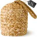 4.4lb Natural Wicker Door Stopper, Floor-Friendly, Rustic Cylinder Door Stop, Cute Door Stopper, Stylish Home Decor Solution for Boho Farmhouse Style Decor, 6.3" D x 4.7" H