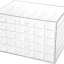 Feadily Acrylic Jewelry Organizer Box, Jewelry Drawer Organizer With 5 Drawers 120 Grids, Clear