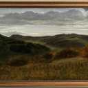 KBKBART Gold Framed Vintage Landscape Wall Art, Retro Mountain Vintage Painting Prints, Moody Countryside Farmhouse Landscape Wall Decor, Canvas Wall Art for Living Room Bedroom Home Bathroom Decor(16"x24")