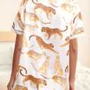 Pajamas for Women Set Short Sleeve Animal Graphic Pajamas Cute Printed Pajama Sets Button Down Pjs Sleepwear (Small)