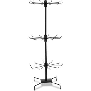 Lemecima 1Pc Rotating Display Stand Jewelry Display Rack with Hooks Metal Earrings Display Stands for Selling Necklace (Black, 3 Tires)
