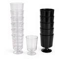 200 Pcs Black Dessert Cups with Spoons Small Plastic Goblets Disposable Parfait Charcuterie Cups Pudding, Mousse Set for Party(2/5 oz,Mixed Style)