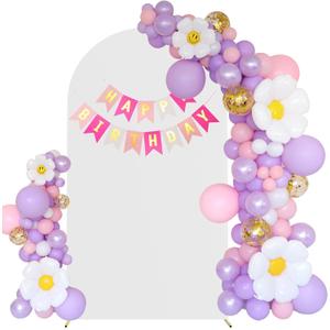 6.6FT Wedding Arch Cover Spandex Fitted Stretchy Arch Stand Covers,2-Sided Round Top Chiara Backdrop Cover for Party Birthday Ceremony Banquet Baby Shower Banquet Arch Decoration(White)