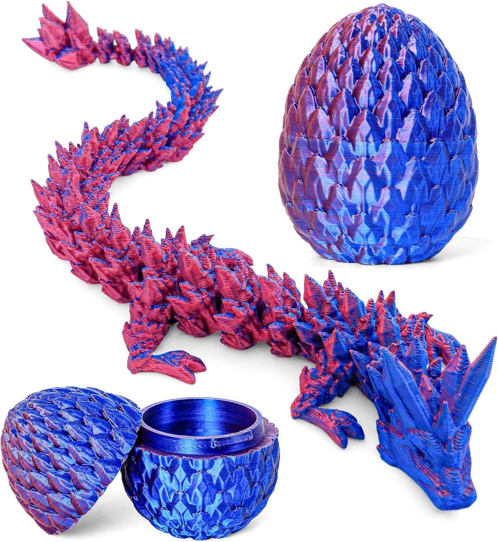 3D Printed Articulated Dragon Egg  Easter Basket Stuffers, Fidget Toy Gift for Kids & Adults(Purple) (1Pcs)