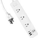WBM Smart Power Strip 5.9 ft 10 A, Extention Cord Socket with 2 USB Ports and 1 Type C Plug, ETL Certified, Multi Outlet Extender for Home, Office, and Dorm Room