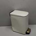 Small Bathroom Trash Can with Lid Soft Close-6L/1.6 Gal Slim Step Garbage Can-Metal Pedal Wastebasket-Narrow Rectangle Garbage Container Bin for Corner Office, Bedroom, Toilet, Live Room-Beige