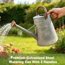 Watering Can for Outdoor&Indoor Plants1.5 Gallon5.7L Metal Watering Can with with Removable SpoutLarge Galvanized Steel Garden Flower Water Can Watering Pot with 2 HandlesRustic Silver