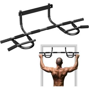 Pull Up Bar for Doorway, Upgrade Chin up Bar for Doorway Without Screws, Portable Strength Training Door Frame Pull-up Bars, Door Workout Bar with Foam Grips for Home (Black)