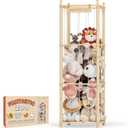 TOPMELON Stuffed Animal Zoo Storage, 16.8 x 16.8 x 53.6 Large Capacity Plush Toy Organizer, Cute Zoo Toy Holder for Kids, Wooden Toys Organizer Tower for Playrooms & Children's Room