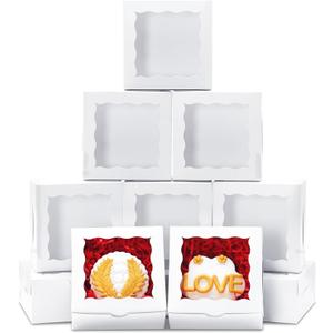 40pcs Cookie Boxes 4x4x2 Inch Bakery Boxes with Window Dessert Treat Box Chocolate Covered Strawberries Box for Wedding Party Birthday