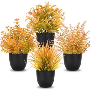 Der Rose Fall Fake Plants 4 Packs Artificial Plants Small Faux Plants Black Bathroom Accessories Fall Decorations for Home Bathroom Home Office Desk Fall Decor Indoor