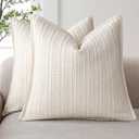 Foindtower Set of 2 Decorative Cotton Waffle Weave Throw Pillow Covers Euro Shams Cushion Covers Accent European Pillowcase for Bed Couch Sofa Bedroom Living Room Home Decor 2626 Inch Natural Ivory