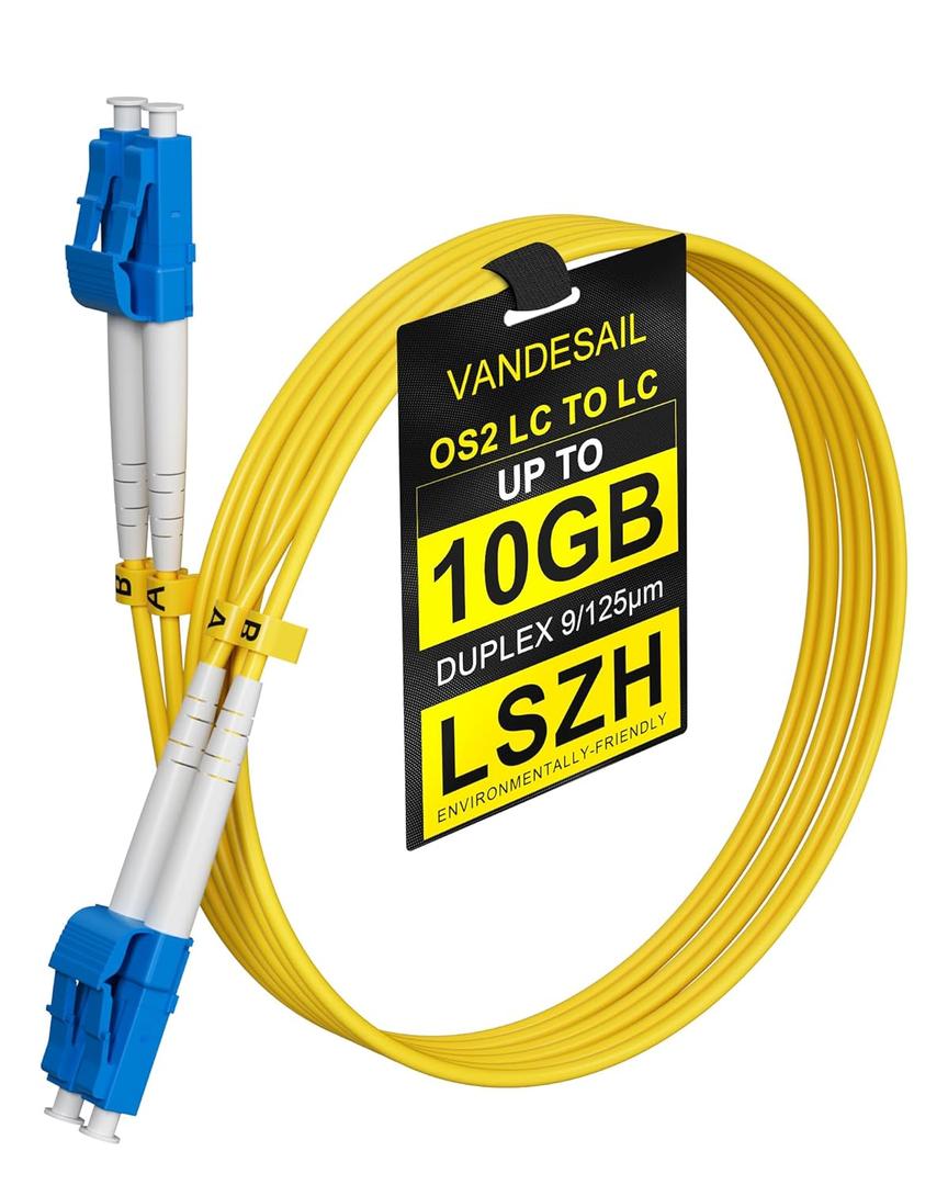 OS2 Single Mode LC to LC Fiber Patch Cable 10m / 30FT, LC-LC Singlemode Fiber Patch Cable, OD 3.0mm UPC/UPC - 9/125um LZSH 100G Pure Optical Jumper Cord Yellow OS2 Single Mode LC to LC Fiber Patch Cable 10m / 30FT, LC-LC Singlemode Fiber Patch Cable, OD 3.0mm UPC/UPC - 9/125um LZSH 100G Pure Optical Jumper Cord Yellow