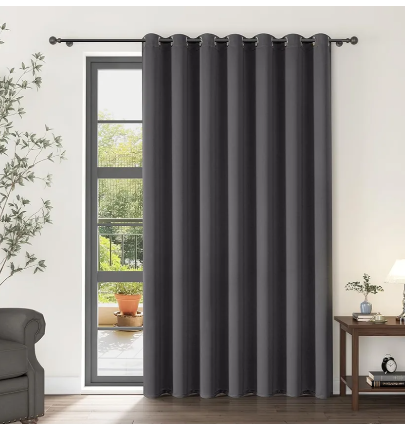LORDTEX Grey Room Divider Curtains - Total Privacy Wall Room Divider Screens Sound Proof Wide Blackout Curtain for Living Room Bedroom Patio Sliding Door, 1 Panel, 8.3ft Wide x 7ft Tall