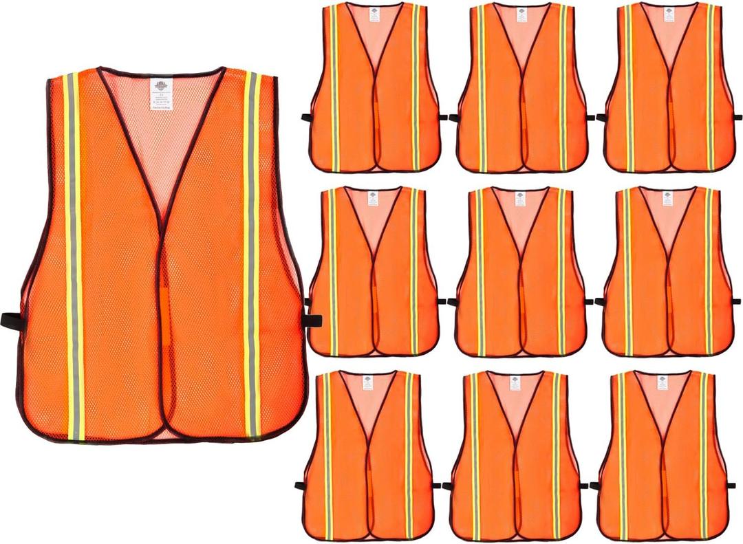 Dazonity Safety Vests,8pcs,Mesh,High Visibility Reflective Strips, Fit for Men & Women, Work, Construction,Surveyor, Parking,Warehouse,Volunteer, Crossing Guard, Road