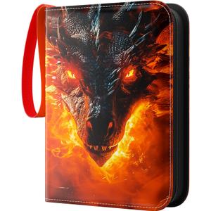 Trading Card Binder 4 Pocket, Waterproof PU 400Pockets Card Holder, Portable Zippered Collectible Game Card Albums Gifts for Boys and Girls, Trading Card Album for MTG/TCG/Card Holder Gift