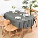 Wolkemer Oval Tablecloth 60 x 84 Inch Faux Linen Charcoal Dining Table Cover Water-Resistant Farmhouse Decorative Table Cloth for Outdoor Indoor Wedding Party Banquet Tabletop Decoration