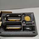 [Luxury] Kitchen Soap Dispenser Set - 16OZ Amber Glass Bottle, Stainless Steel Pump, Instant Dry Tray, Waterproof Labels, Non-Slip Silicone Pad, and Dish Brush | Upgrade for Your Kitchen and Bathroom