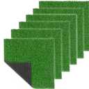 Artificial Grass Mat 12x12 Inch,Fake Grass Turf Patch,Synthetic Grass Indoor Outdoor,Patio Grass Tiles Realistic Grass Rug with Drainage Hole for Table Decoration, 17 pcs