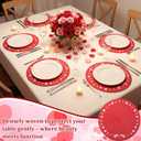 Remerry Valentine's Day Embroidered Placemats Set of 4, Round 13 Inch Washable Non-Slip Woven Table Mats Wedding Anniversary Place Mats for Party Kitchen Dining Decoration (Red)