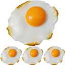 Simulated Fried Egg Models 4 Pcs Fake Fried Eggs Play Food Toys for Kids Kitchen Decor Photo Props 4.33X3.54X0.59 Inch