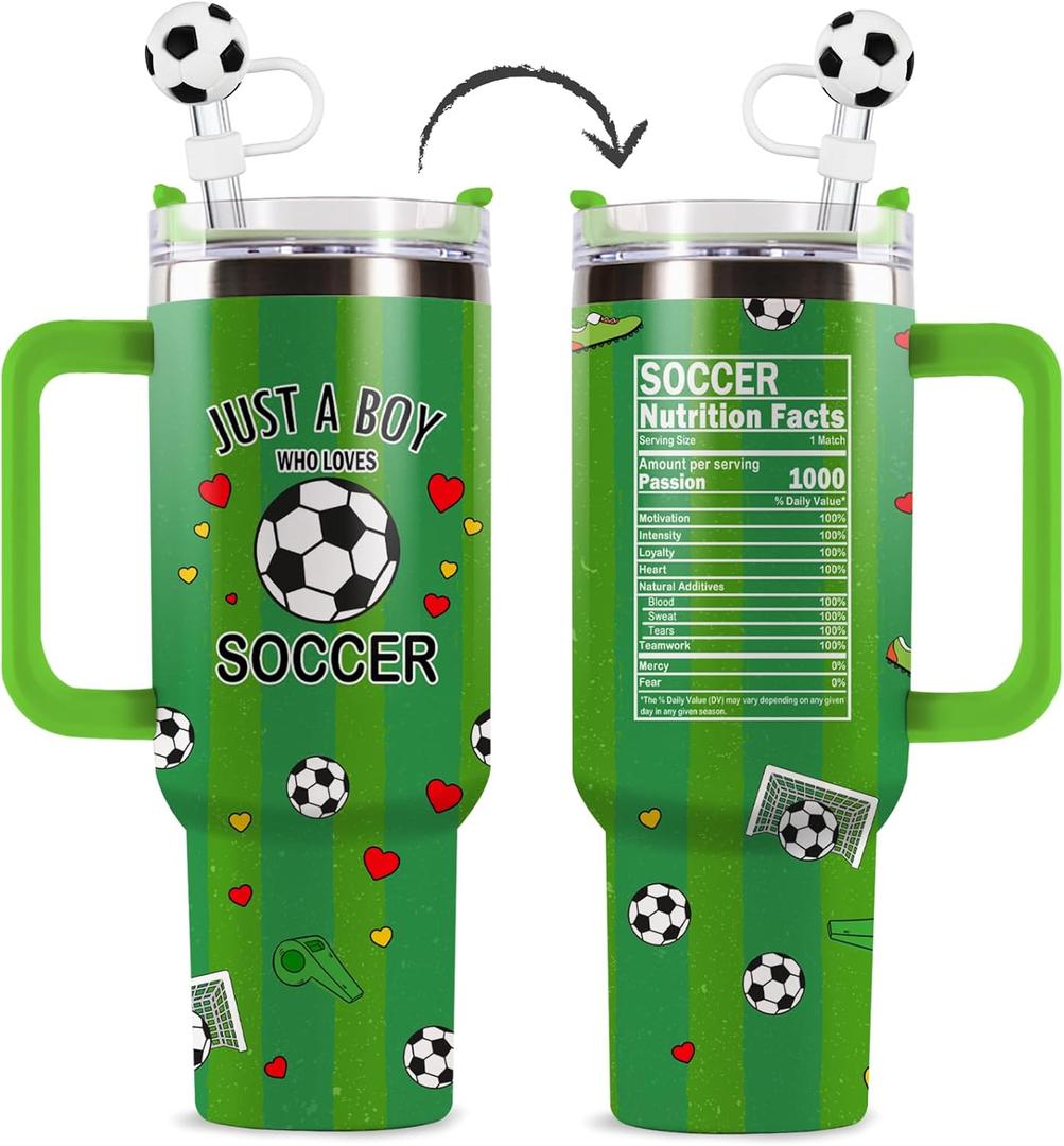 Undergo Soccer Cup 40 oz Tumbler with Handle (Green)