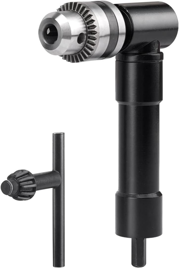 Right Angle Drill Adapter,90 Degree Drill Bit Corner Adapter with 3/8" Keyed Chuck 8mm Hex Shank,Cordless Right Angle Drill Attachment Adapter for Driving Screws in Tight Spaces