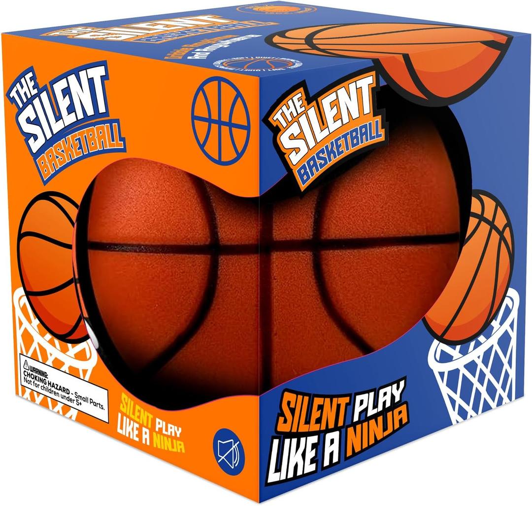 Rzkipdy Silent Basketball Size 5 (27.5")  Not Vacuum Shipped - 2025 Upgraded Airless Soft Foam Ball Soundless for Quiet Dribbling and Indoor Training  Real Feel Higher Bounce No Noise (Dark Orange)