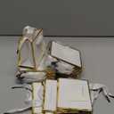 Yeaqee Mini Metallic Paper Gift Bags with Handle 4x4.75x2.2'' Small Gift Bag DIY Tag Thank You Party Favor for Father's Day Wedding Graduation Baby Shower Birthday Jewelry(25 Pcs,White, Gold)
