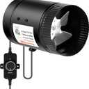 InfiniPower Inline Duct Booster Fan 4" 106 CFM with Speed Controller, Low-Noise Ventilation Exhaust Fan for Kitchen, Basements, Bathrooms, Attics and Grow Tents, Black