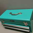 Amazon Basics Steel Tool Box Storage and Organization Drawers, 18.11 x 8.66 x 9.45 in, Turquoise Powder Coated Finish