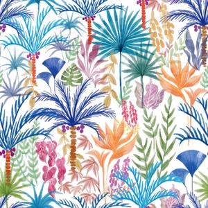 practicalWs Peel and Stick Wallpaper Boho 17.7" x 393.7", Colorful Floral Contact Paper for Bedroom Decor, Modern Coconut Tree Self Adhesive Removable Mural, Vinyl Wall Paper Roll (Blue)