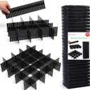 40Pcs Drawer Dividers, Adjustable Drawer Organizer for Socks, Underwear, Makeup, Can Help Tidy Kitchen, Bedroom, Dresser Black