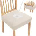 Smiry Waterproof Seat Covers for Dining Room Chairs Set of 4, Stretch Jacquard Removable Washable Chair Seat Slipcovers Protector, No Rear Covers, Beige
