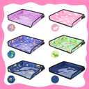 Kids Tray Table Cover, Airplane Tray Cover with Pockets, Airplane Travel Essentials for Kids, Portable Airplane Must Haves for Toddler on Plane or Train and Flying Supplies (Pink)
