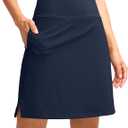 Viodia 18" Skorts for Woman with Pockets High Waisted Golf Tennis Skirts Knee Length Long Skort for Women Dressy Casual (X-Large, Navy)