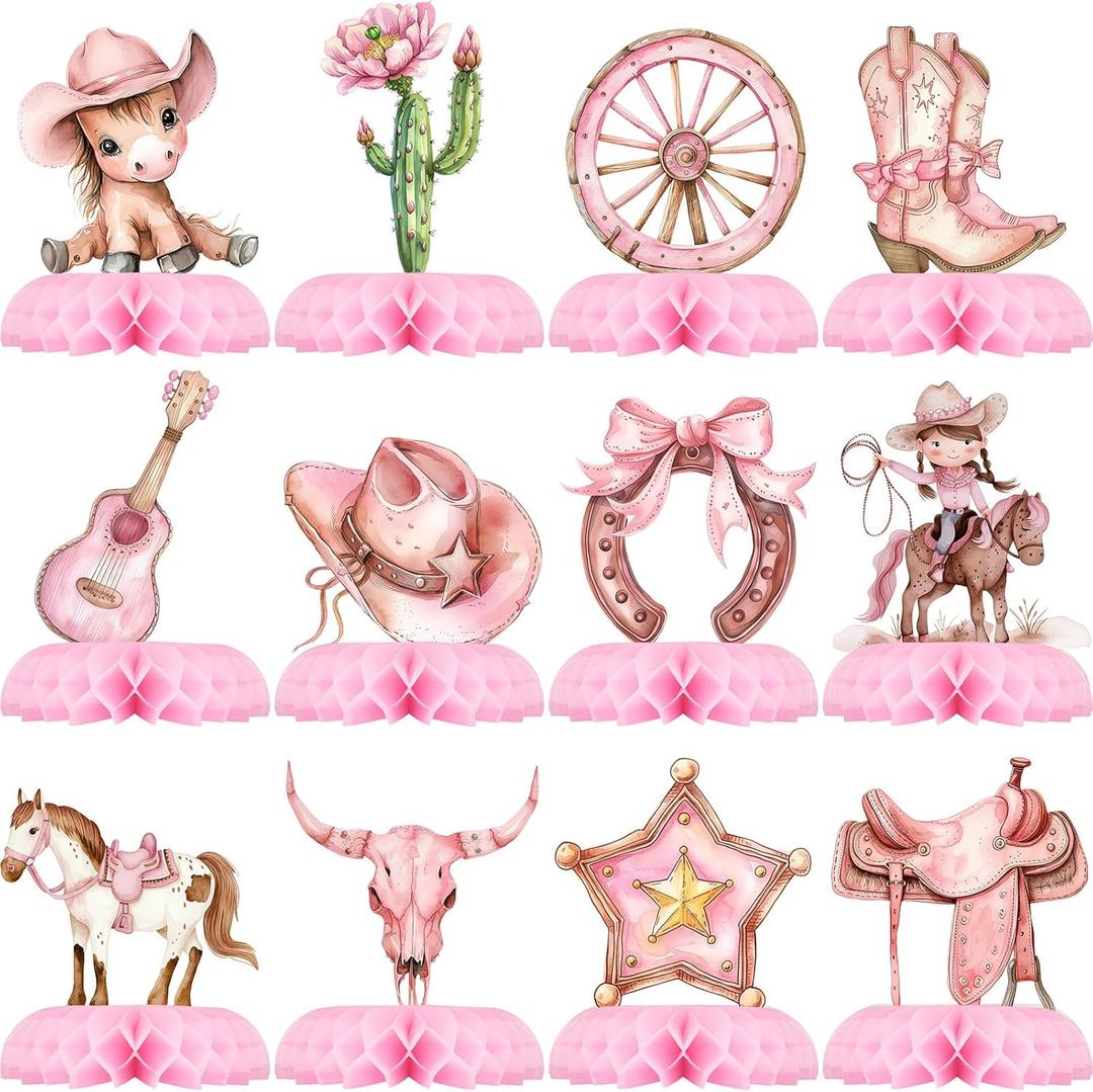 12 Pack Cowgirl Table Decorations - Cowgirl Party Decorations for Kids' Birthday and Themed Events - Cowgirl Table Toppers