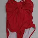 B2prity Women's One Piece Swimsuits Tummy Control Front Cross Bathing Suits Tie Back Slimming V Neck Swimwear(Red)