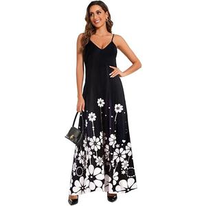 Women's Sexy Summer Sundress Maxi Dresses Plus Size Loose Butterfly Printed Colorful Adjustable African Dress with Pockets (3XL)