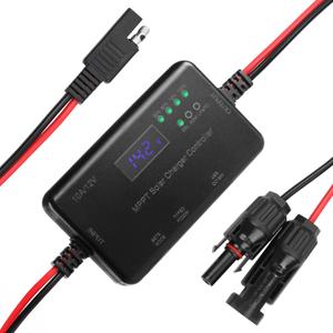 MPPT Solar Charge Controller, 12V 10A Solar Panel Regulator with USB and Type-C outports Solar Regulator Compatible with Gel AGM LiFePO4 Battery