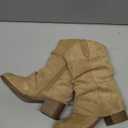 Mia shoes, GirlsFold Over Boots Mid Calf Slouchy Pointed Toe Chunky Boots
Chunky Heel Western Cowboy Boot, Suede, Pull On Stacked Heel Cowgirl Booties, size 13M