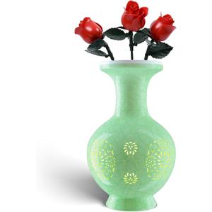 3D Puzzles Vase for Adults, 200 Pieces Plastic DIY Unique Flower Vase with LED Light House Warming Gift Birthday Gifts for Flower Arrangements and Home Decor (C- Mint Jade)