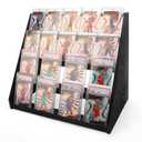 4-Tier Card Display Stand,Wood Trading Card Display for Graded Cards,Sports Card Display Case for PSA CGC SGC BGS Slabs - Large Capacity Graded Card Display for Collectors (Black)